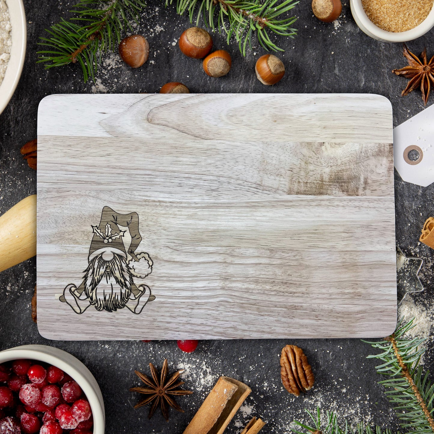 Christmas Gnome wooden chopping board