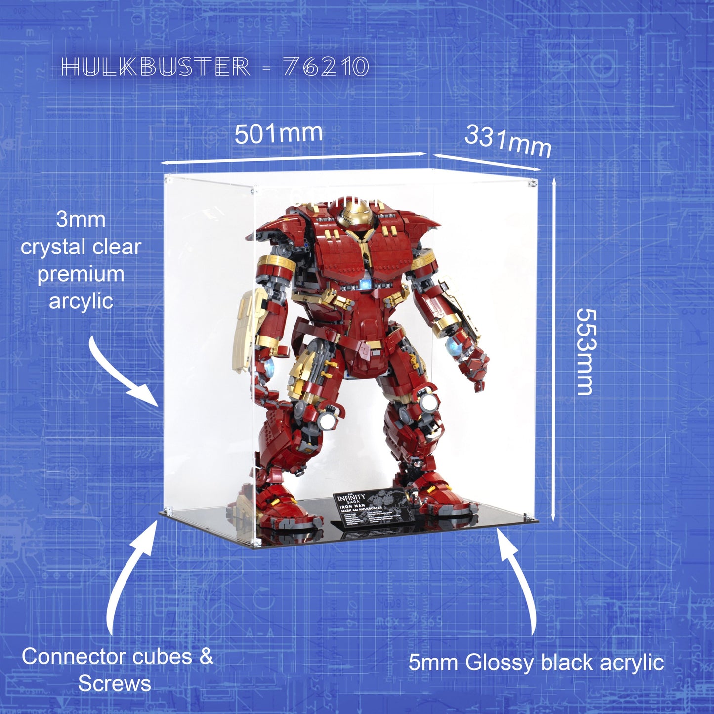 Acrylic Display Case for the LEGO Hulkbuster 76210