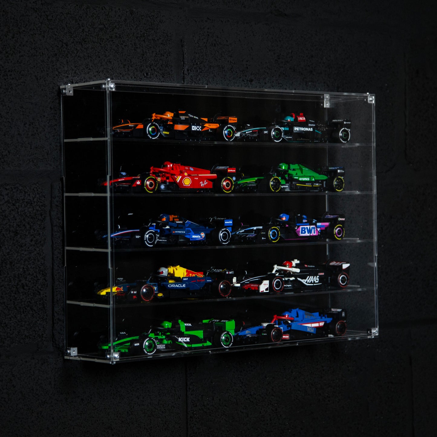 Premium Acrylic Display Case for LEGO F1 Speed Champions (10 cars)