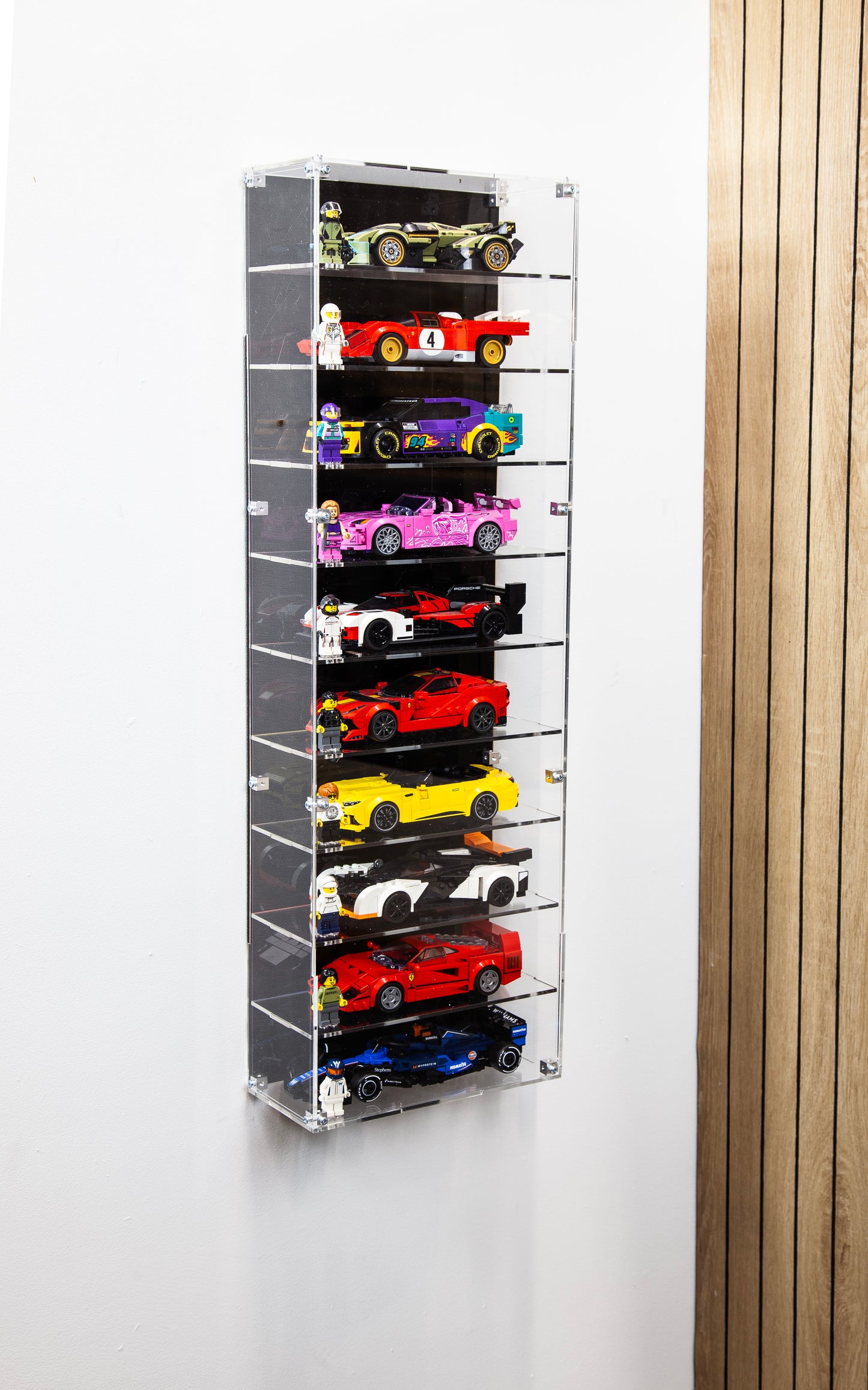 Wall Mounted Display Case for 10 LEGO Speed Champions
