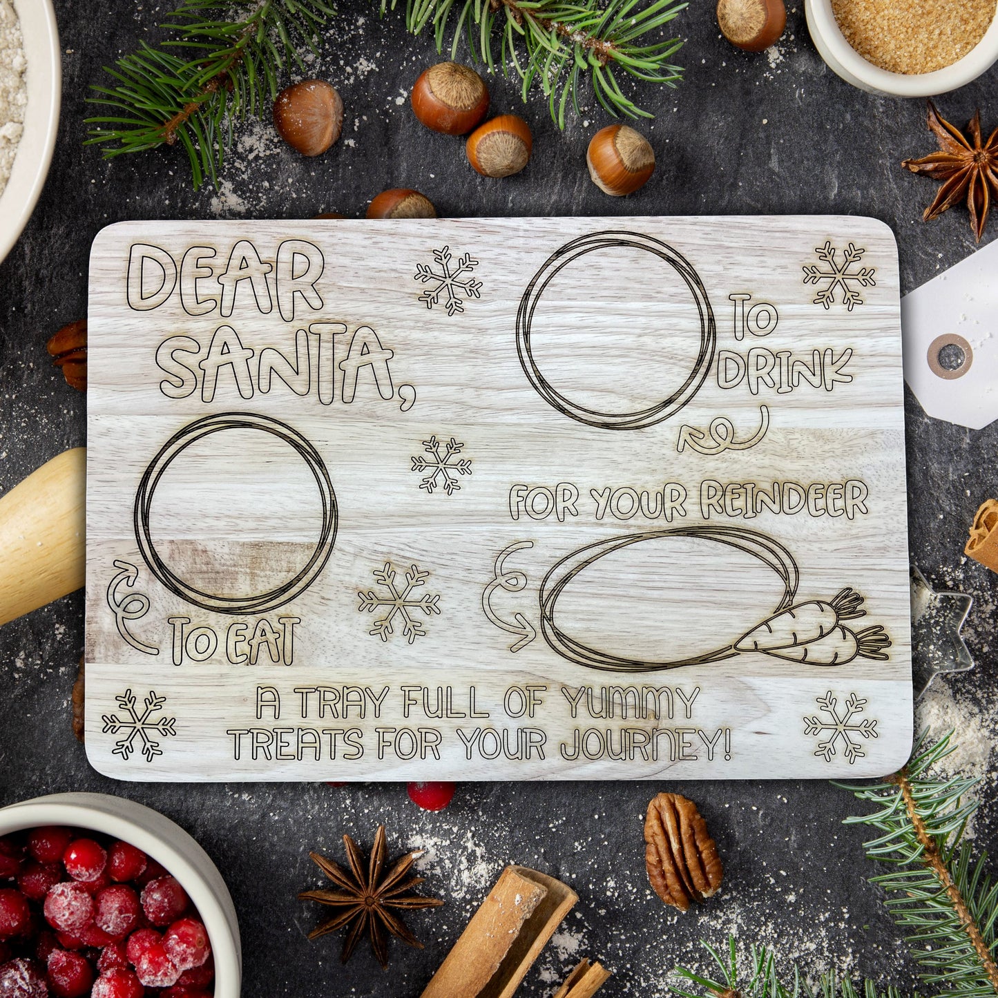 Santa's Treats wooden serving board