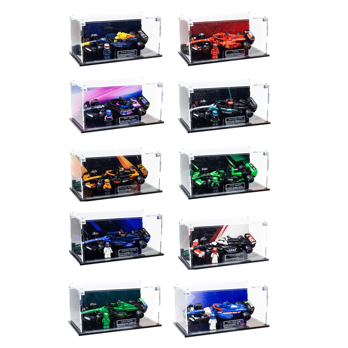 Stackable Acrylic display case for LEGO F1 Speed Champions