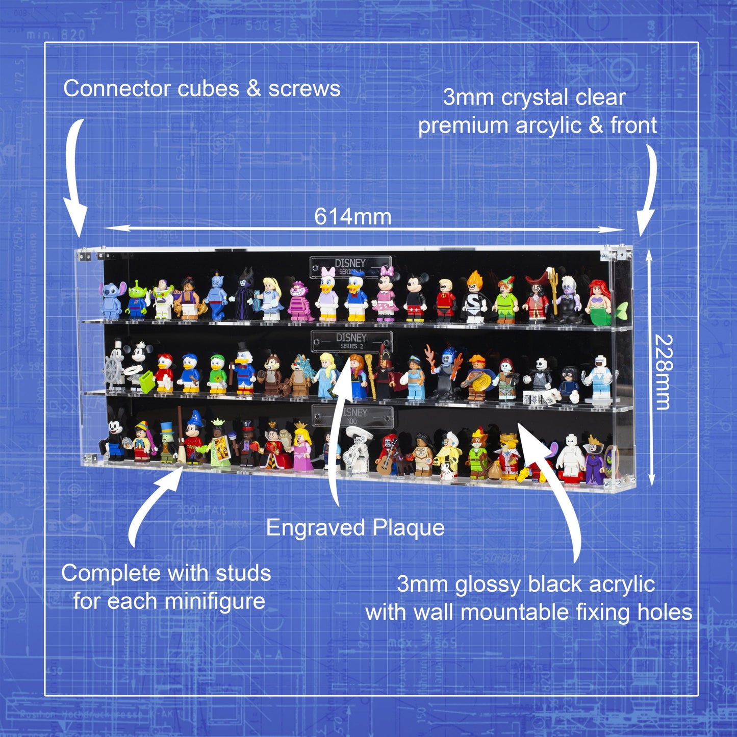 Acrylic Display Case for LEGO Minifigures Complete Disney Series