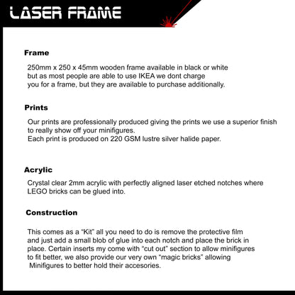 Acrylic Frame Display Insert for LEGO minifigure series 24