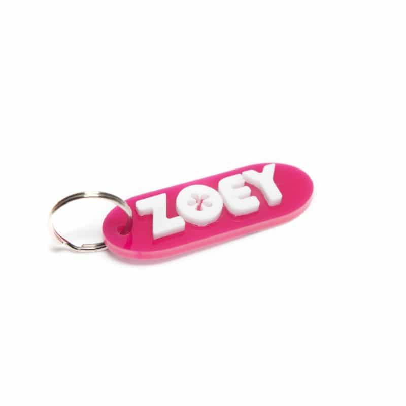 D Flower Font Acrylic Personalised Keyring
