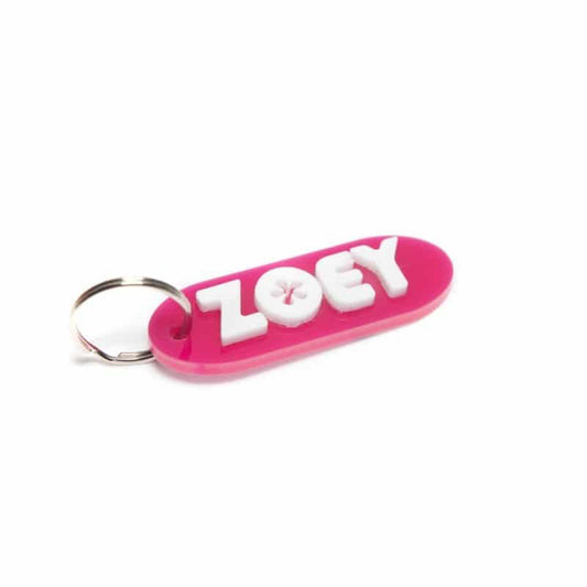 D Flower Font Acrylic Personalised Keyring