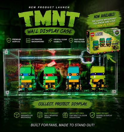 Acrylic Wall Display Case for LEGO BrickHeadz Teenage Mutant Ninja Turtles 40878