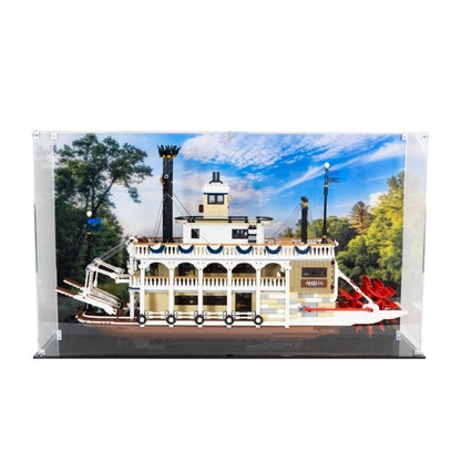 Acrylic display case for LEGO Ideas River Steamboat 21356 Front