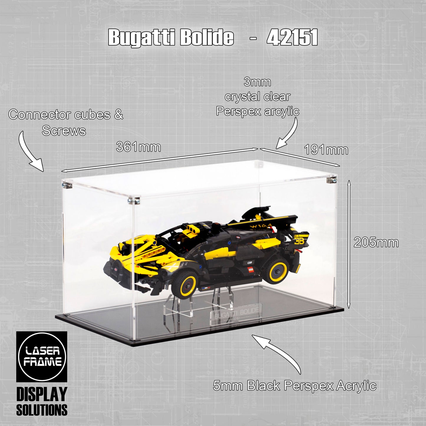 Acrylic Display Case for the LEGO Bugatti Bolide 42151