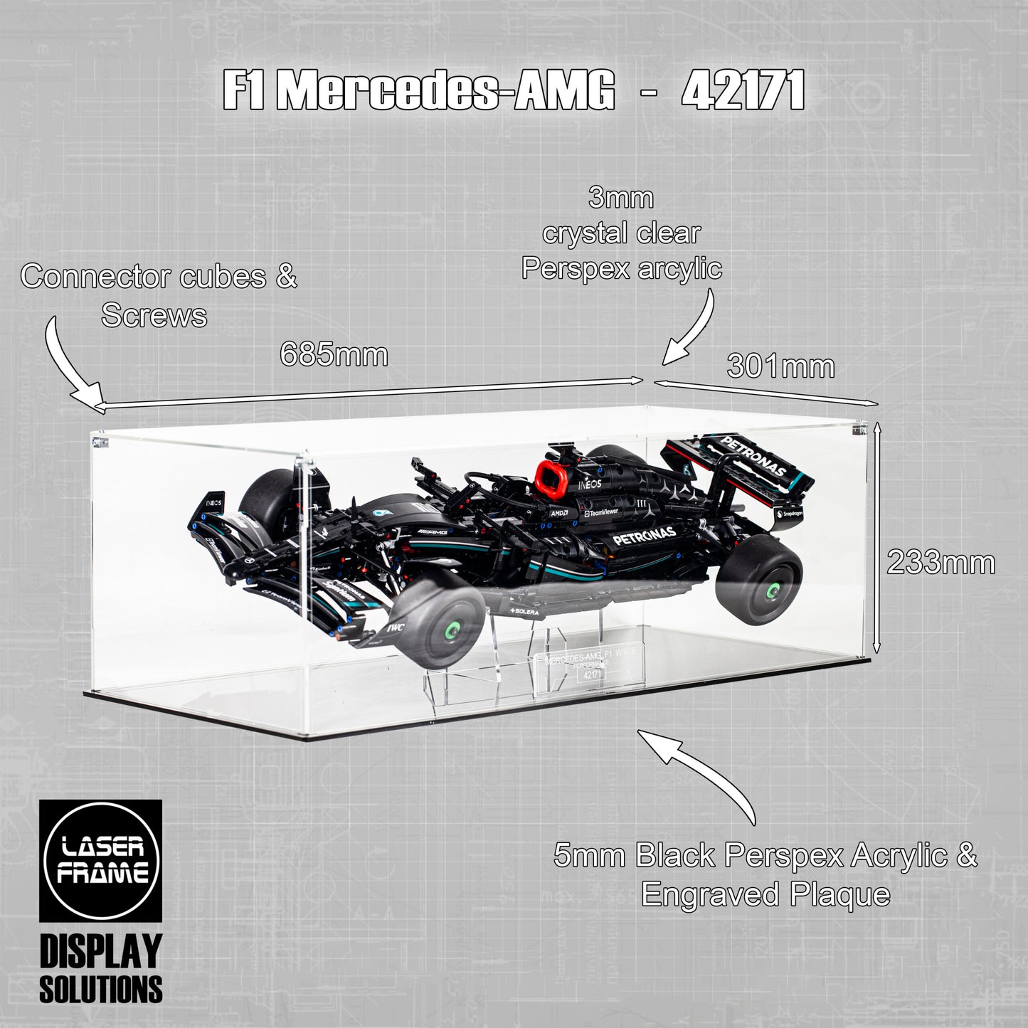Acrylic Display Case for the LEGO® Technic Mercedes-AMG F1 W14 E Performance 42171