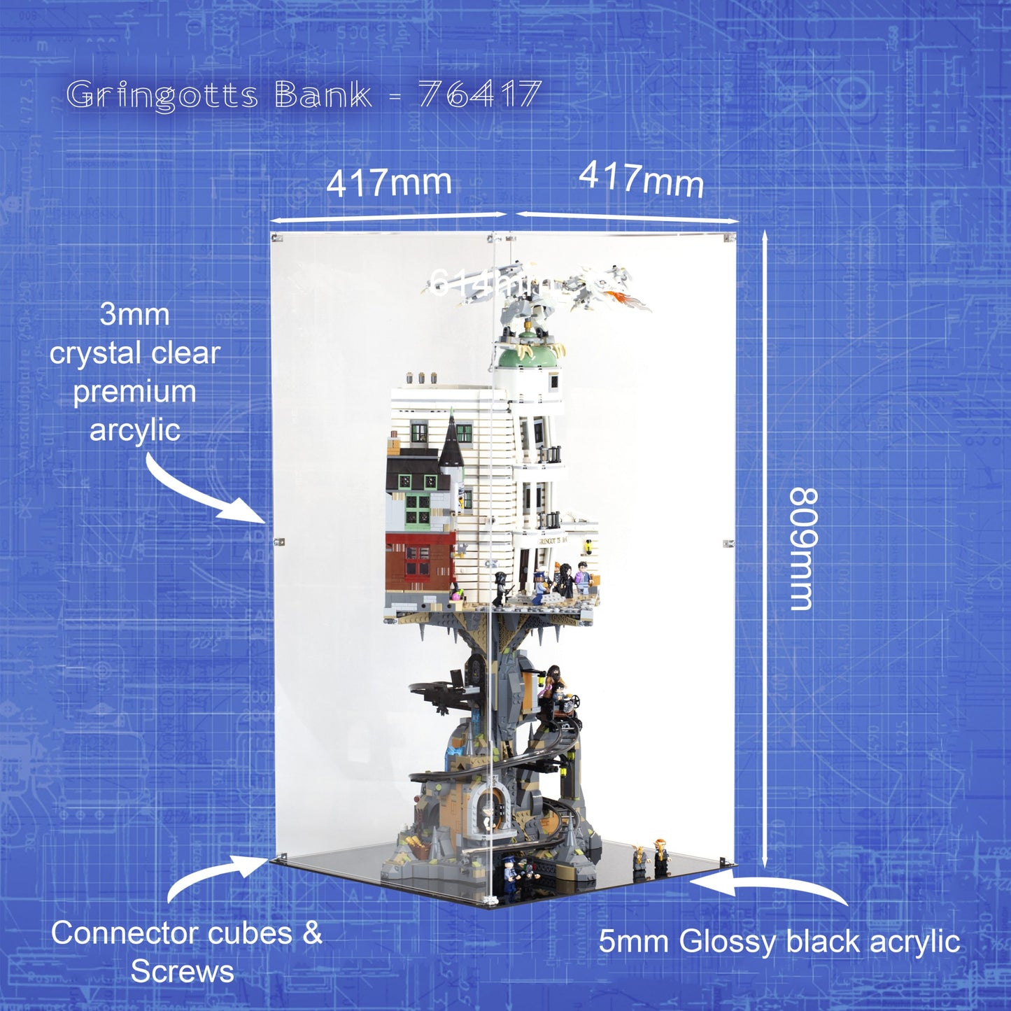 Acrylic Display Case For LEGO® Harry Potter: Gringotts™ Wizarding Bank – Collectors' Edition 76417