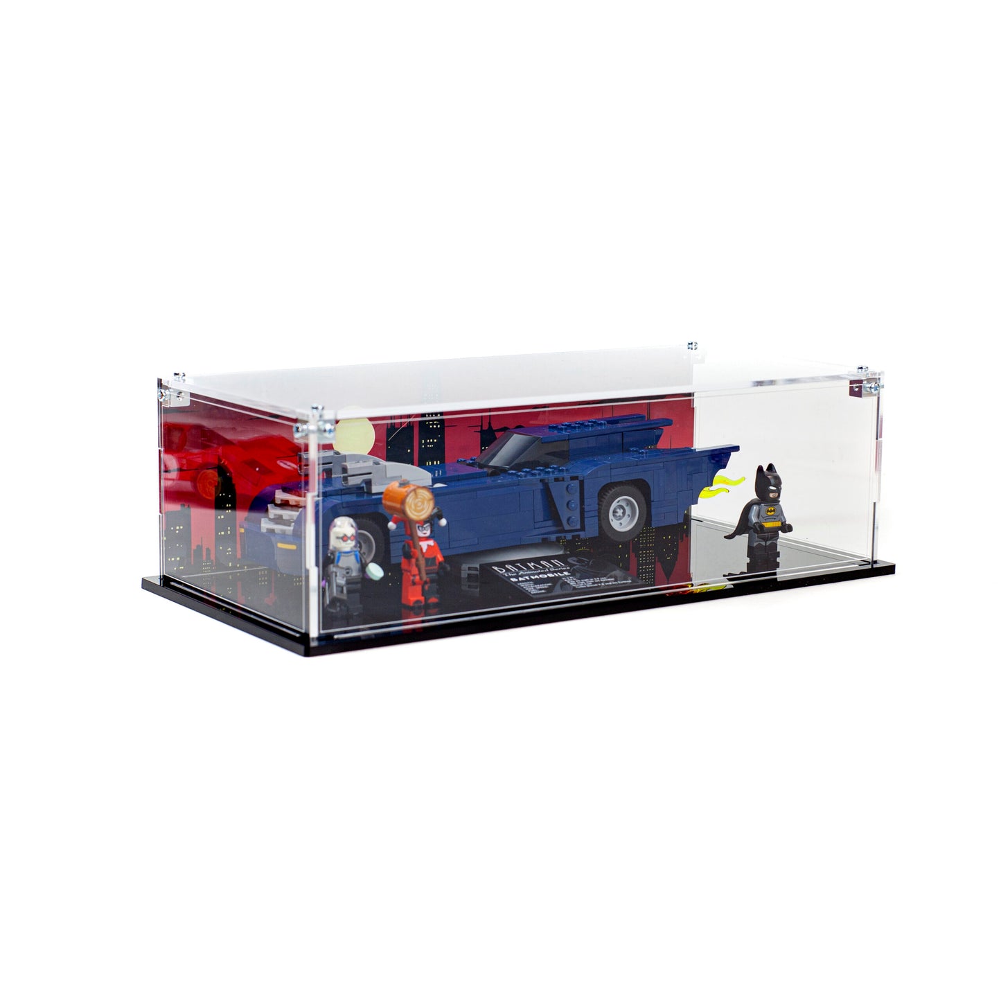 Premium Acrylic Display Case for the LEGO Batman™ with the Batmobile™ vs. Harley Quinn™ and Mr. Freeze™ 76274