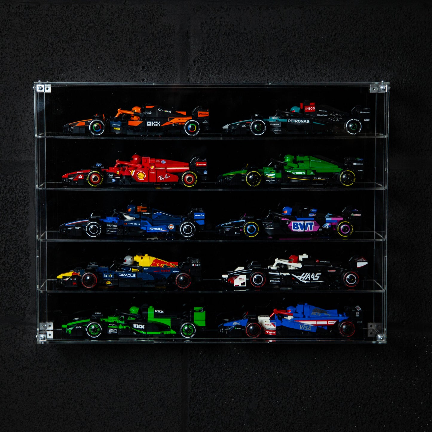 Premium Acrylic Display Case for LEGO F1 Speed Champions (10 cars)