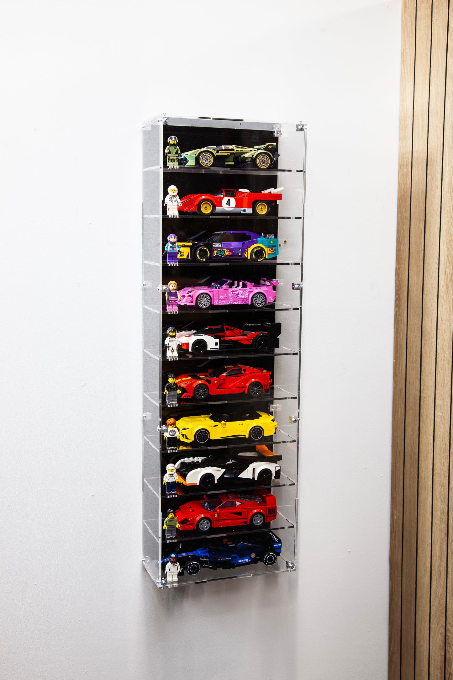 Wall Mounted Display Case for 10 LEGO Speed Champions