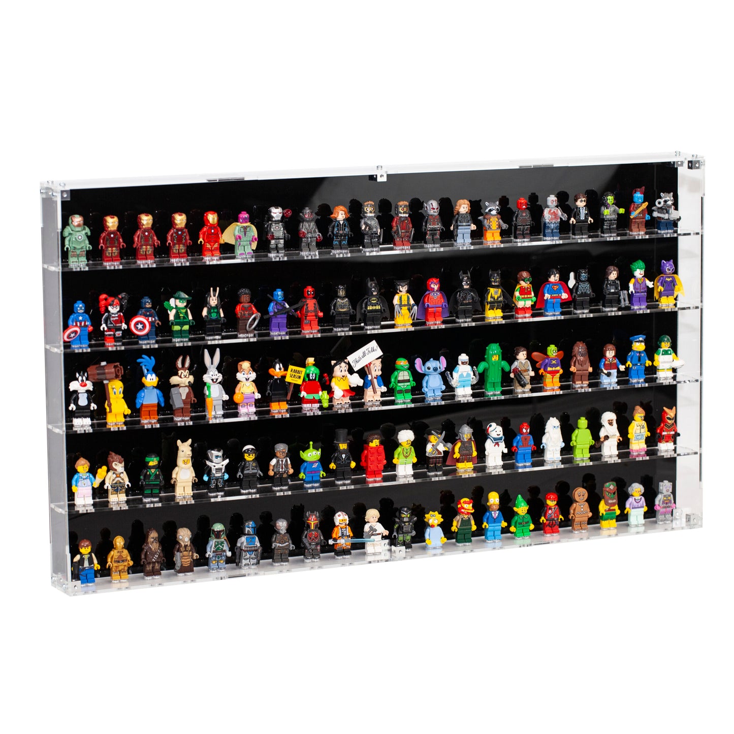 Wall mounted Acrylic Display Case for 100 Minifigures