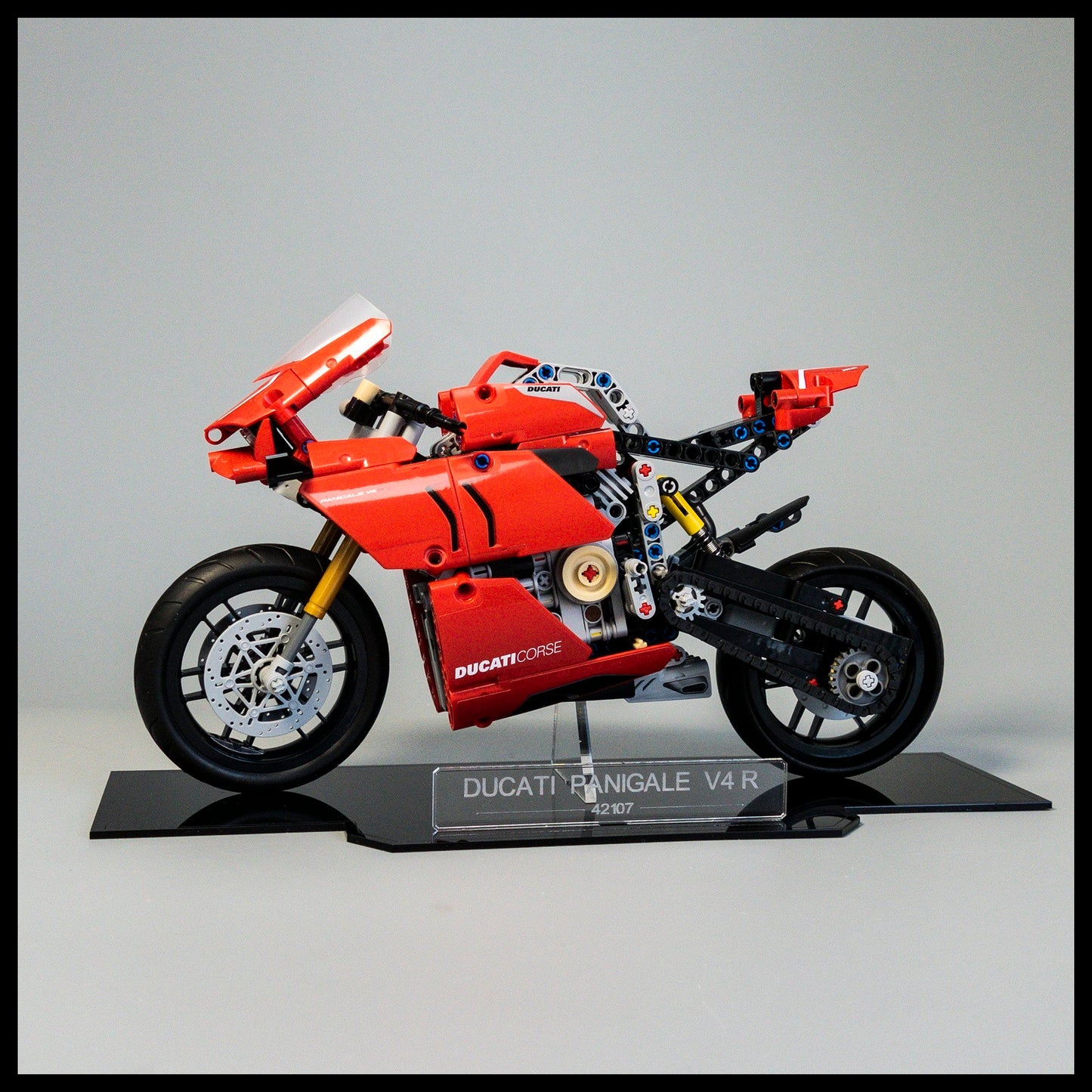 Acrylic display stand for LEGO Technic Ducati Panigale V4 R (42107)