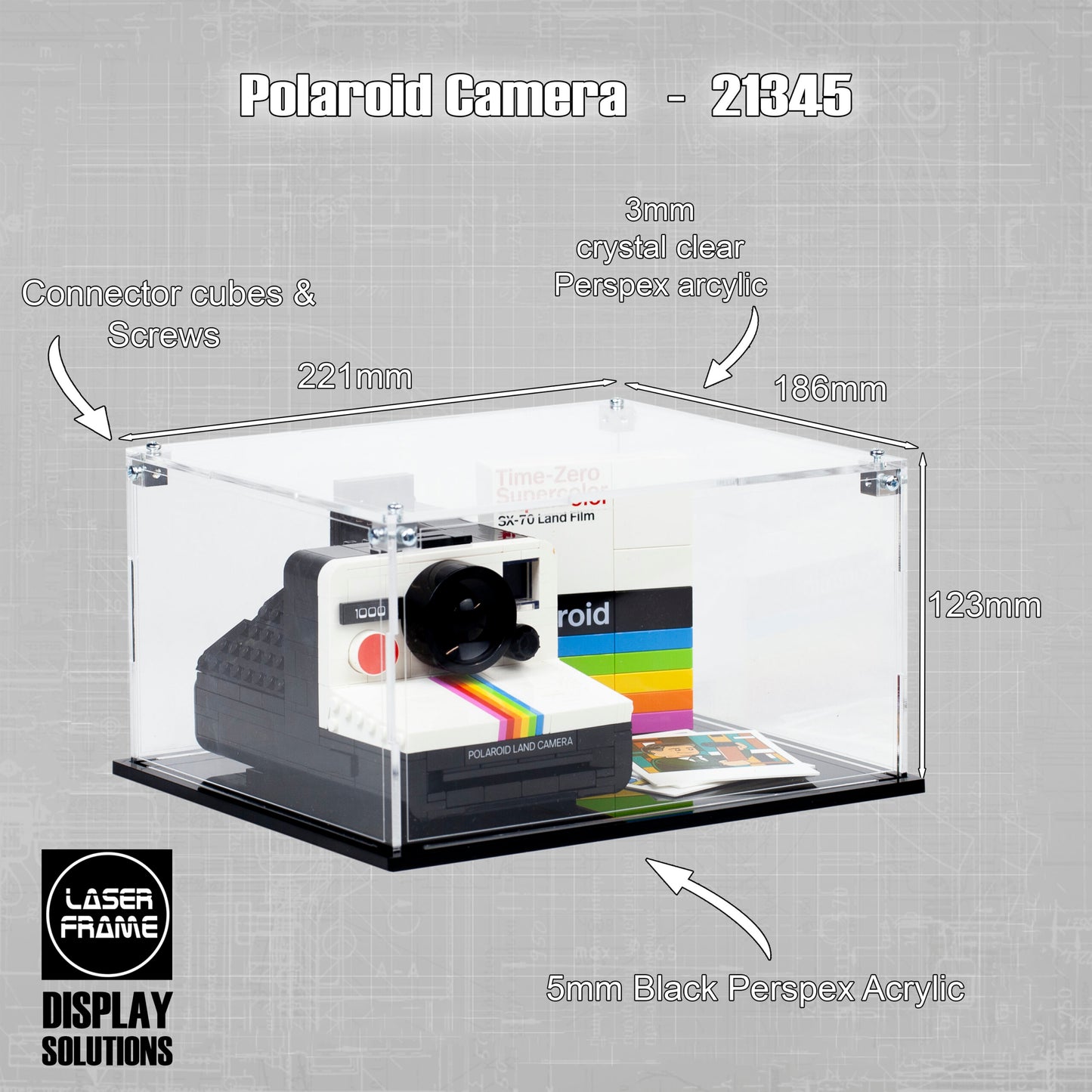 Acrylic Display Case for the LEGO Polaroid OneStep SX-70 Camera 21345