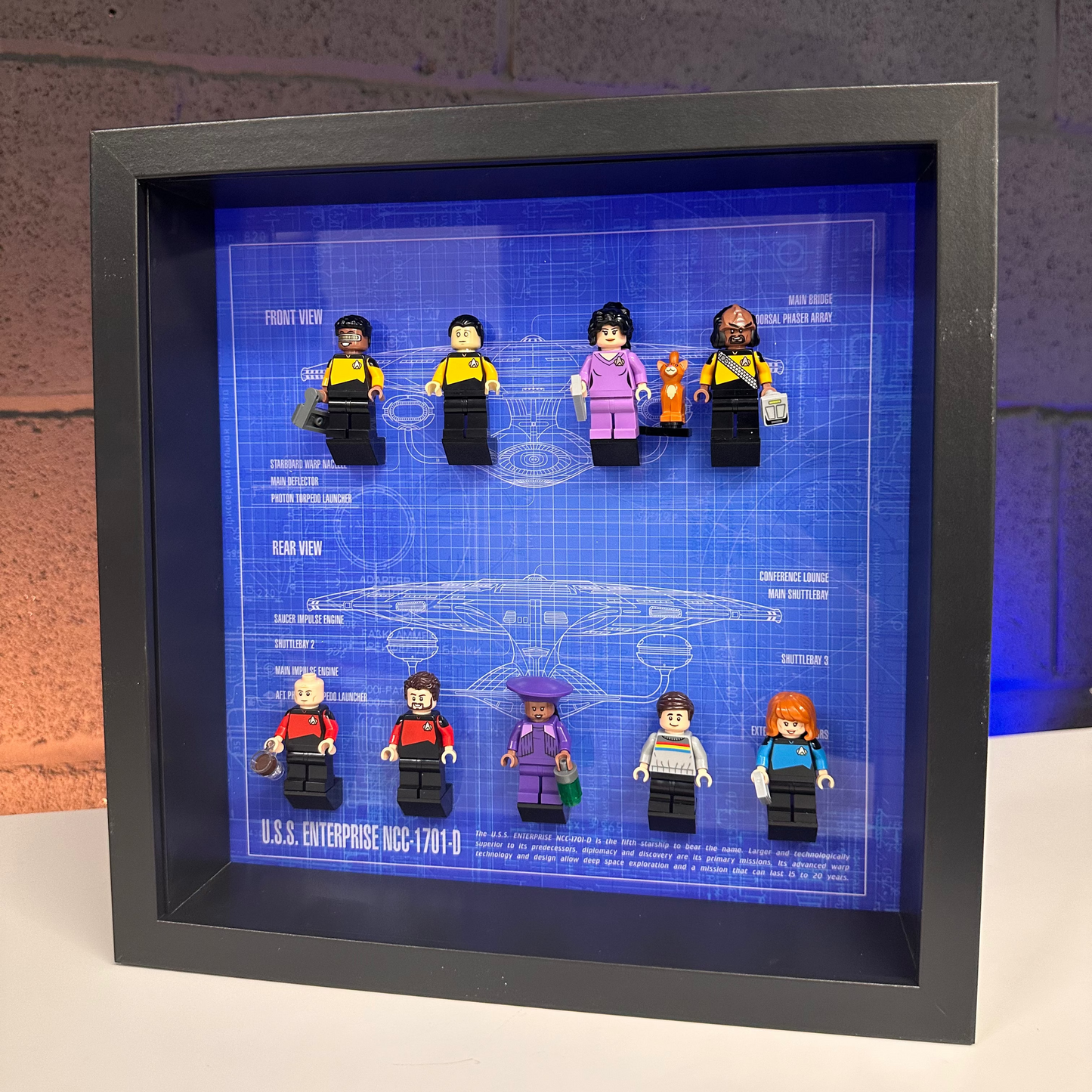 Star Trek Minifigures on social background