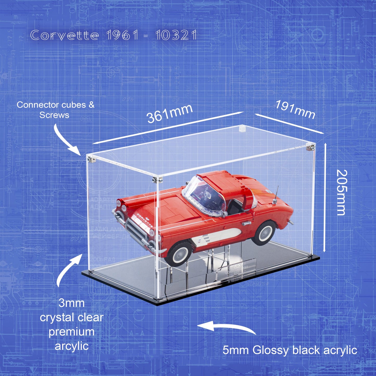 Acrylic Display Case for the LEGO Corvette 10321