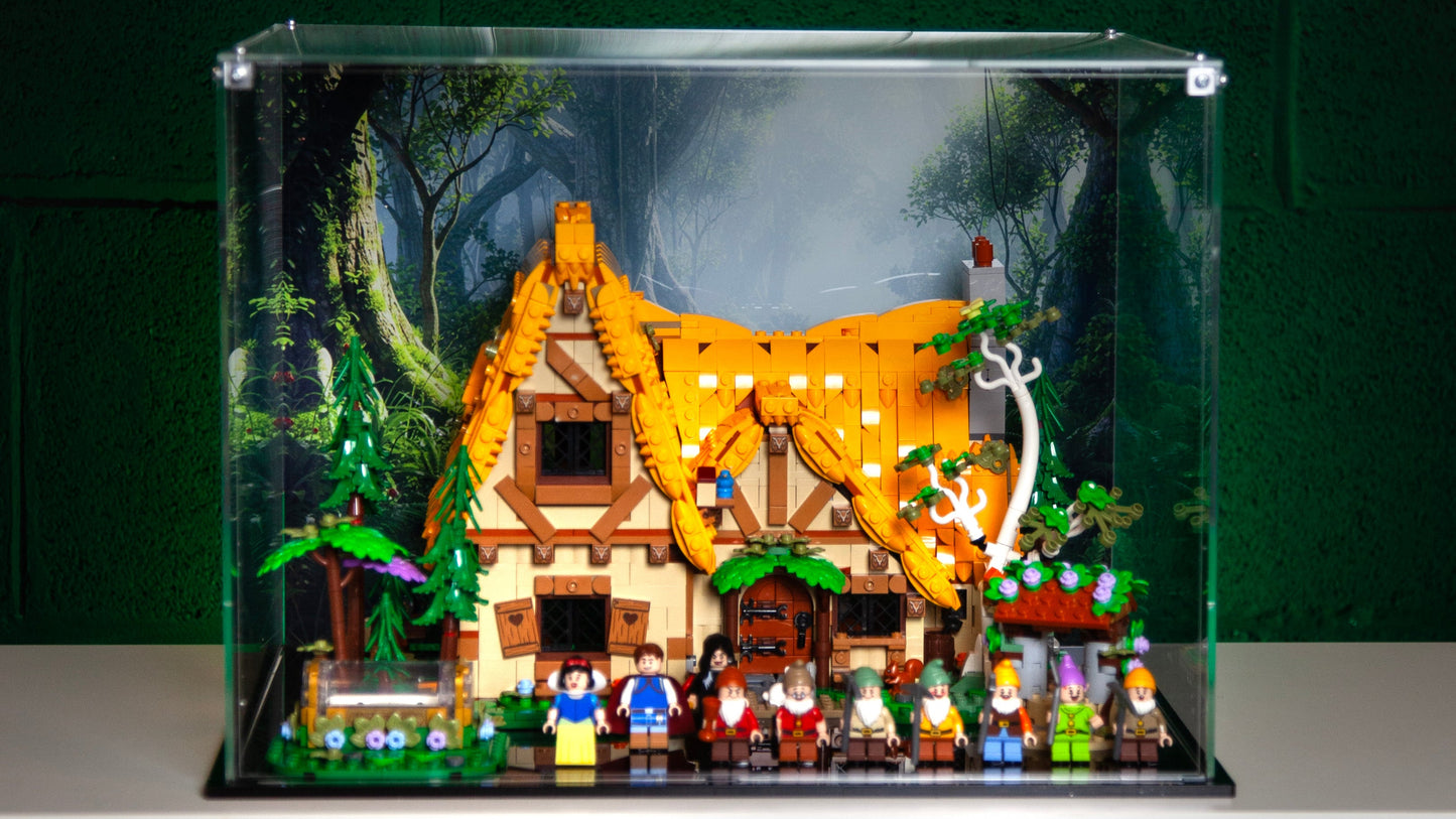 LEGO Snow White display case, black studio photo